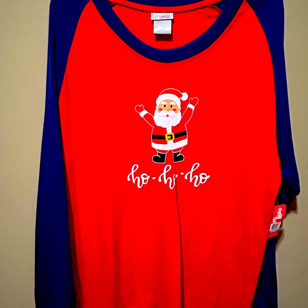 Jammies Women’s Red Blue XL Christmas Santa Top “ HO HO HO”
